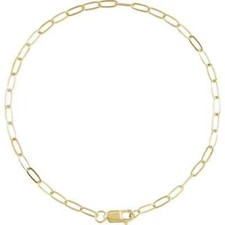 14K Yellow Gold Filled 2.1 mm Wide Paperclip Style 7" Inch Chain Bracelet New