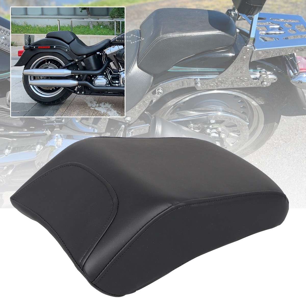 Motorcycle Rear passenger Seat Pillion Cushions Pad Fit For Harley FLSTF  Fatboy
