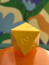 Vtg Gamescience opaque yellow uninked d8 rpg d&d dice 120723@
