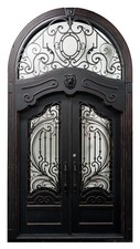 Brady Double Front Entry Wrought Iron Door Rain Glass 72