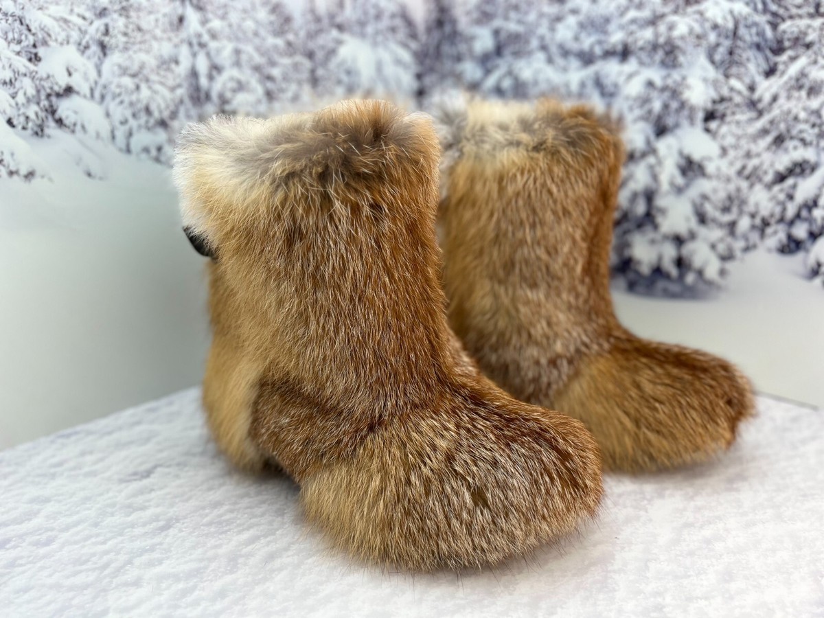 Fox Fur Boots for Men, Viking Boots, Mukluks, Snow Winter Boots