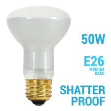 Satco S4886 50R20/TF 50W R20 Shatter Proof Medium E26 Base Frosted 120V Bulb