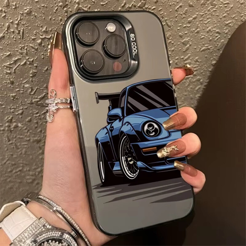 Sports Car Pa ttern Case for iPhone 16 15 14 13 12 11 Pro Max X XR 8 Plus Cover