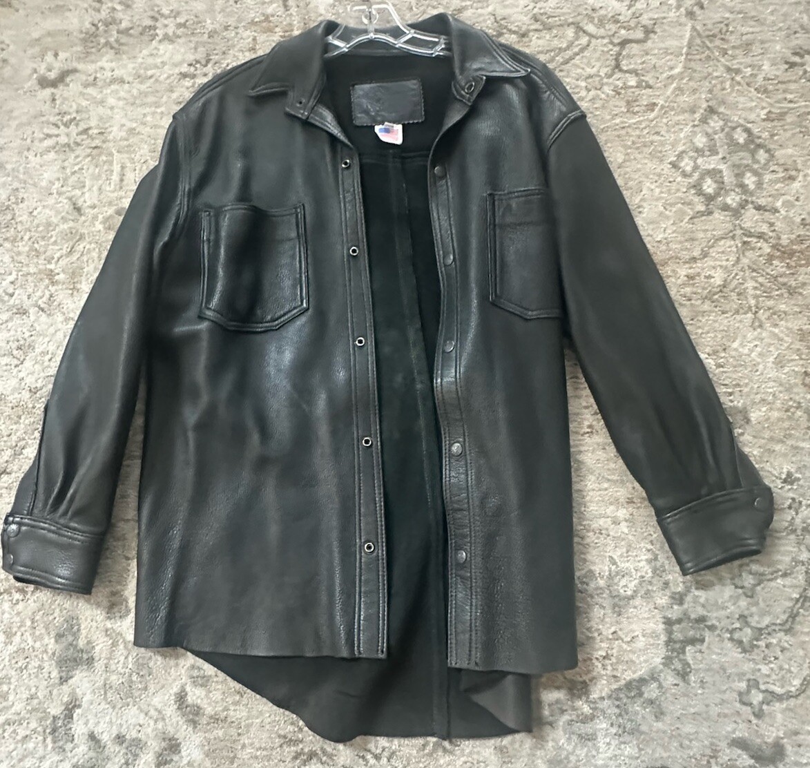 Vintage Branded Garments Black Leather Jacket Button Usa New W/out