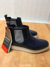 Cougar Storm “Dawn” Navy /Stripe Rubber Rainboots Womens size 7