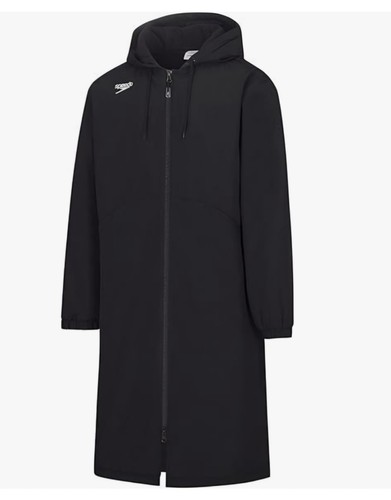 Speedo Unisex Parka Jacke mit Kapuze Large Erwachsene Fleece gefüttert schwarz KOSTENLOSER VERSAND