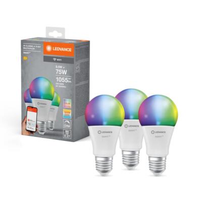 3 Economy Pack LEDVANCE SMART + WiFi Classic E27 Bulbs RGBW
