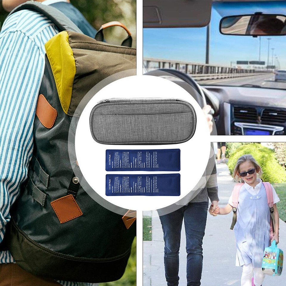 Rectangle With Ice Packs Zipper Closure For Diabetic Medical Cooler Bag