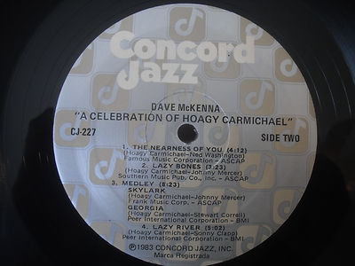 デイブ・マッケナ セレブレーション・オブ・ホーギー・カーマイケル レコード Ｂ デイブ・マッケナ セレブレーション・オブ・ホーギー・カーマイケル