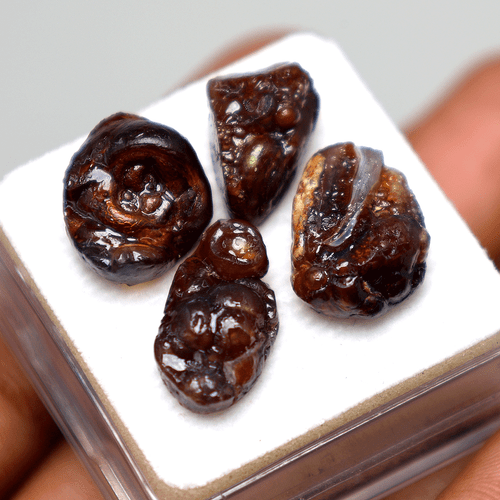 Paquete 4 Piezas Ágata de Fuego Natural Mexicana Alto Grado Gema Botrioidal Cristales Druzy - Imagen 3 de 11