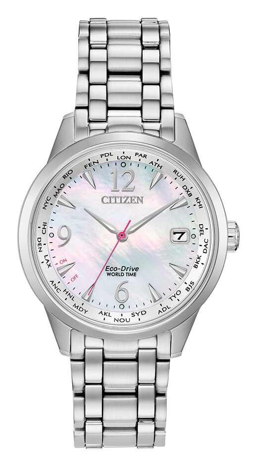 Citizen Women\'s World Time 38mm Silver Eco-Drive Watch Citizen Ladies Eco-Drive EW5610-59D Silver Tone Watch  main image 4