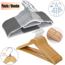 Plastic Hangers Wooden Hangers Heavy Duty Clothes Hangers Non-Slip Space Saving