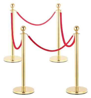 STAGECAPTAIN Sistema di controllo persone cavalletto di delimitazione barriera VIP 4 pali 4 x 1,5 m corda oro