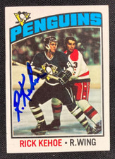1976-77 Topps NHL Hockey Card Rick Kehoe #124 Hand Signed w/JSA/COA CF 71323
