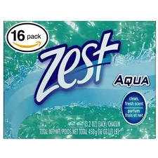 Zest Refreshing Deodorant Bar Soap - Aqua by Zest  - 16 x 4 oz Bar Soap