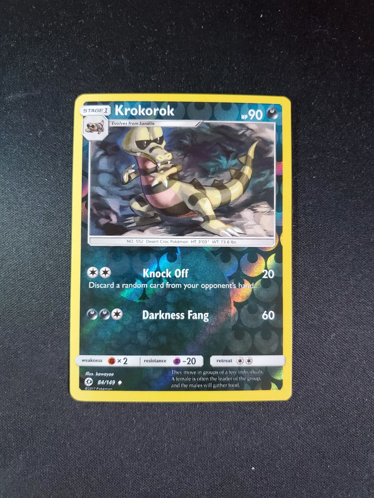 Pokemon Sun & Moon Krokorok Reverse Holo 84/149 NM/MINT Free
