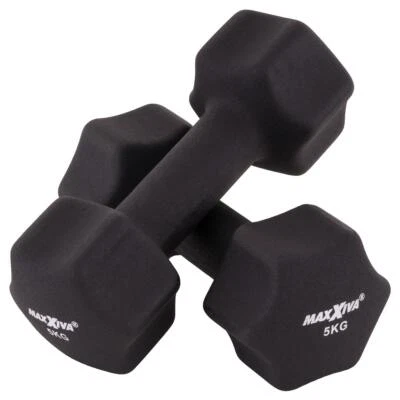 MAXXIVA Hantel-Set schwarz Neopren 2 x 5kg Kurzhanteln Fitness Gymnastik Fitness