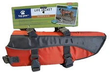 NEW TOP PAW NEOPRENE LIFE JACKET MEDIUM FOR DOGS 30-55 LBS ORANGE