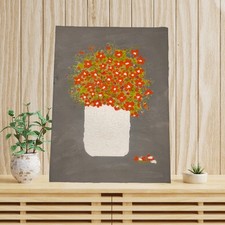 Quadro su tela -  Vaso di Fiori Dipinto Acrilico e Gesso 40x30 Arredo casa