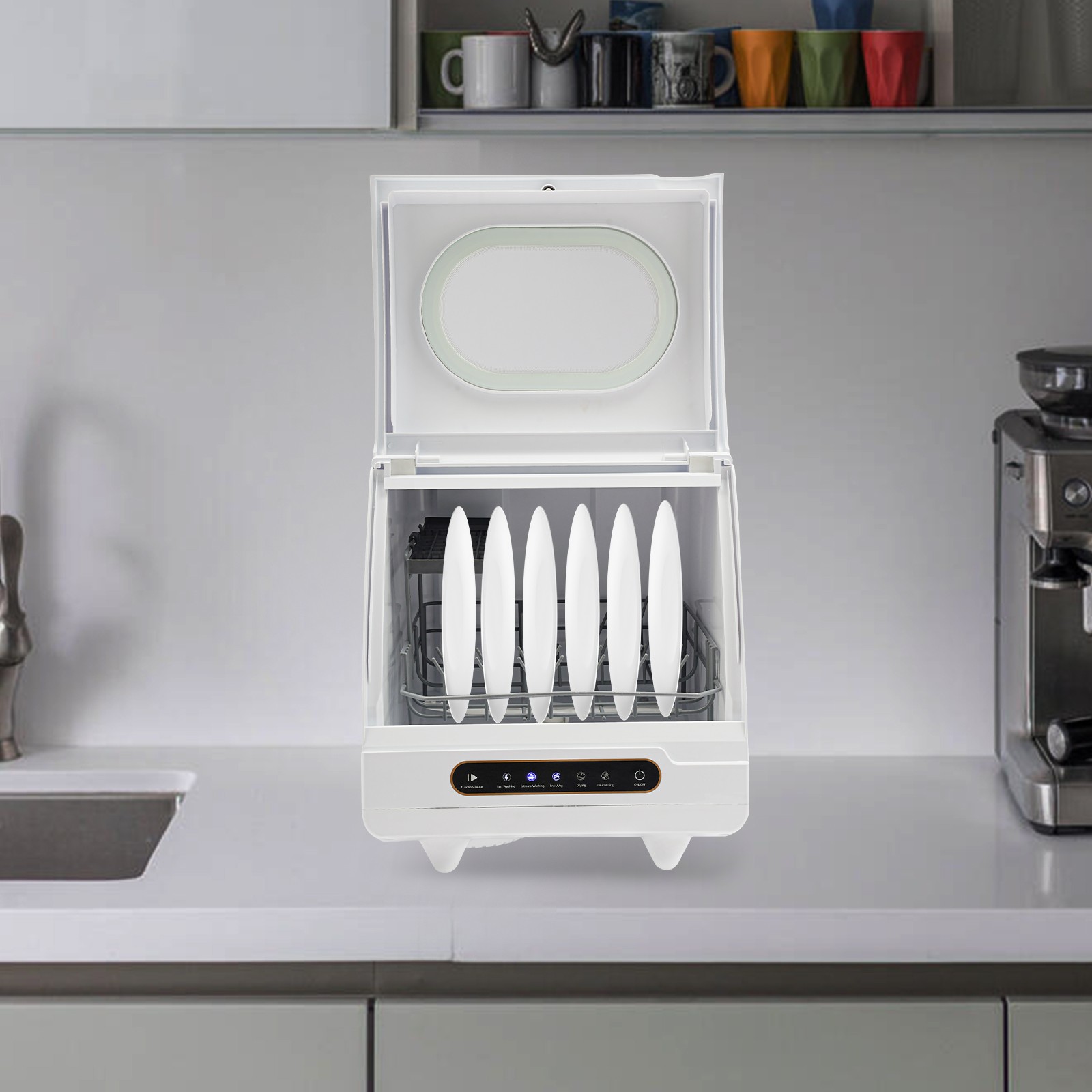 Portable Countertop Dishwasher 5 Washing Programs with  Leak-Proof Dry