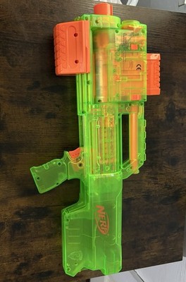 NERF Transparent Green & Orange Dart Blaster Gun - Transparent Green Body