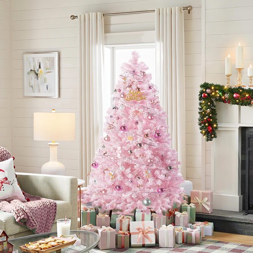 DOGHLY 4.5ft Snow-Flocked Artificial Xmas Tree 400 Tips Fire-Resistant - Picture 1 of 7