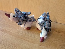 2 Vintage Goose/Duck Ceramic Figurines Set Country Primitive Decor