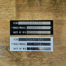 1x3 Custom Aluminum Data Identification Plaque Vehicle Boat Marine Trailer Tag