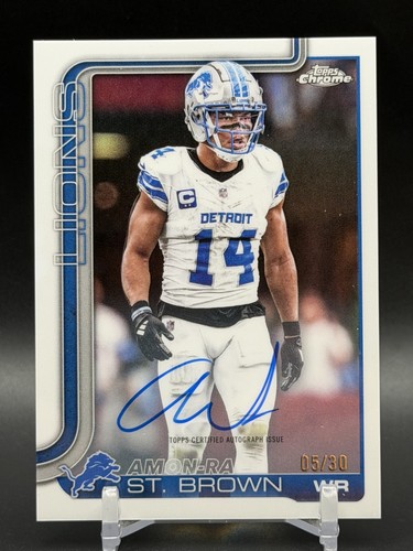 2025 Topps Chrome Football Amon-Ra St. Brown On Card Autograph /30 Detroit Lions