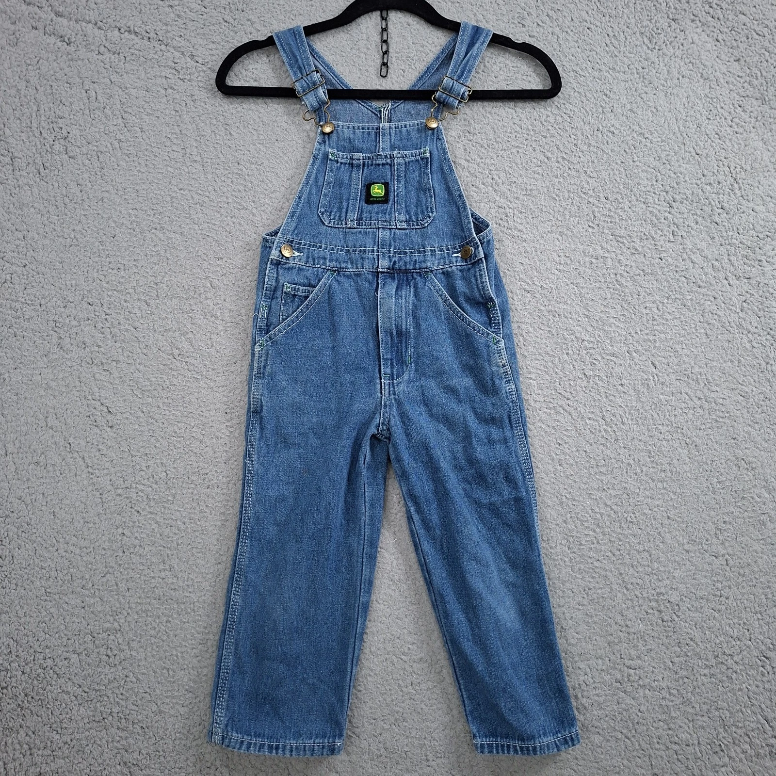 John Deere Kids Denim Overalls Size 5 Workwear Play Farmcore Bibs 100% Cotton