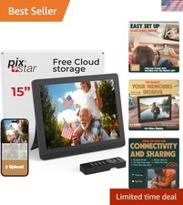 PixStar 15 inch Large Digital Frame WiFi  Free Unlimited Cloud  Share Video...