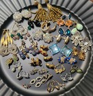Vtg -Now Earrings BEAUTIFUL Crystals RHINES Gemstones FABULOUS COLORS 29 Pairs ! — photo 7