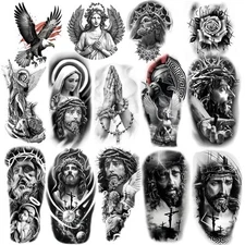 Temporary Religious Tattoos, Angels, Jesus, Mary, Stickers, Jesus Temporary T...