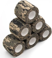 Camo Wrap Tape, 6 Roll Military Camouflage Stretch Form Large, Acu