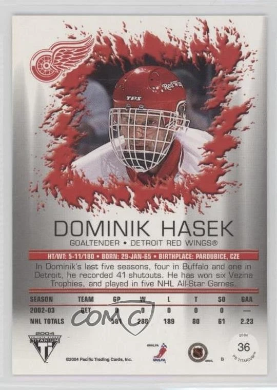2003-04 Pacific Private Stock Titanium Dominik Hasek #36 HOF - Image 2 of 2