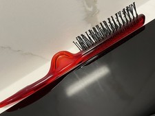 Vtg Goody Hair Brush Red Styling Heat Resistant Ball Tip Bristle Thumb Grip 6100