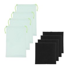 Ski Goggle Bag, Microfiber Bag with Cleaning Cloth 4 Pcs Light Green