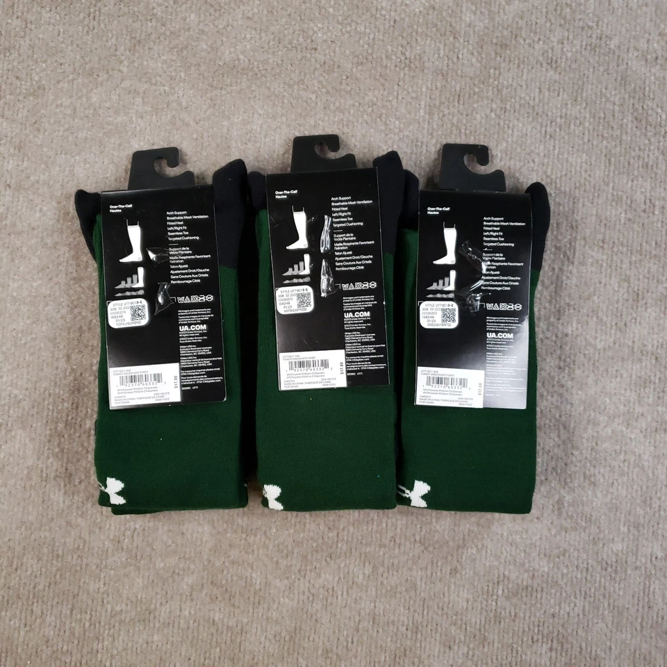 Lote de 3 pares de calcetines Under Armour UA Team para hombre talla 13-16 verdes sobre la pantorrilla Foto 3 de 4