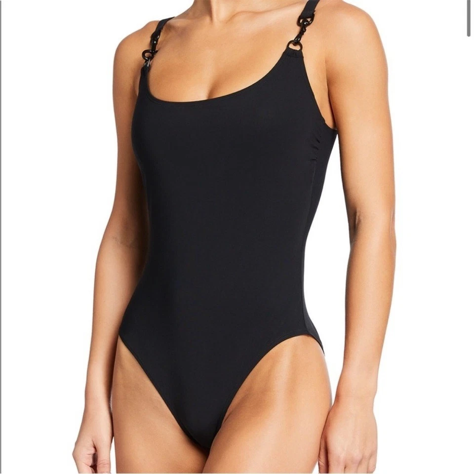 Tory Burch NOVO Clipe tanque uma peça maiô preto tamanho pequeno designer feminino’s - Imagem 2 de 4