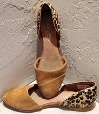 Womens Toms Jutdsa Flat Brown Suede w/ Leopard Accent  Size 7