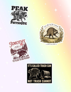 Jimothy The Raccoon 4pc Sticker Pack
