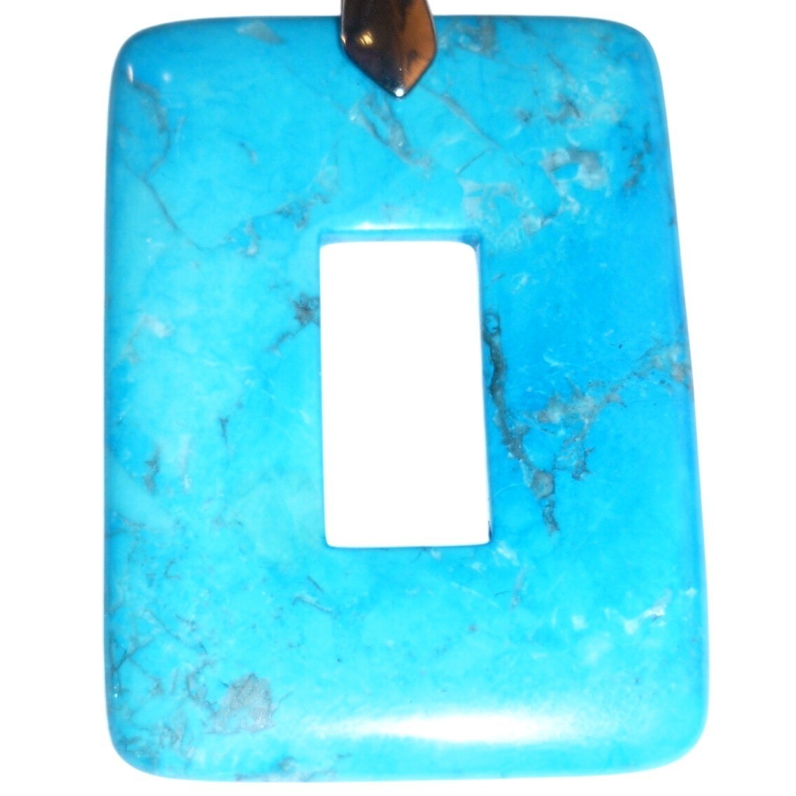 Turquoise Stone Rectangle Open Frame Pendant Sout… - image 2