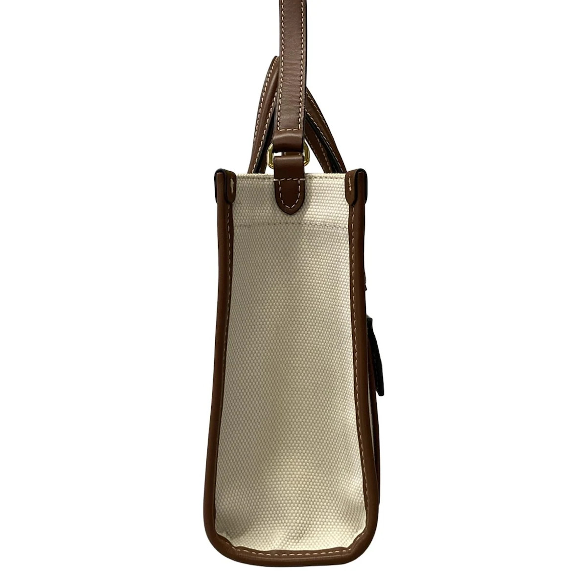Burberry Mini Fraya Tote 8044143 Cream Brown Canvas Leather