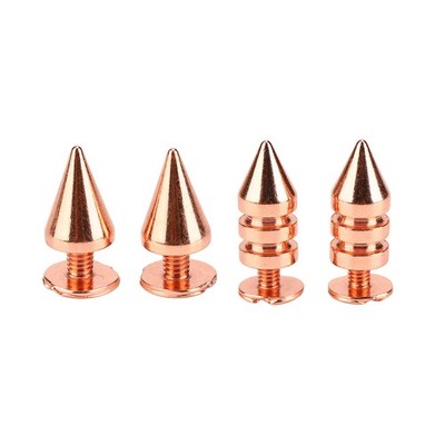 100 Sets Spiked Cone Spike Stud High Hardness Metal Plating Rose Gold Screw Back