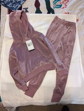 Nike Long Sleeve Soft Velour Hoodie  Jogger 2 Piece Set Purple Sz XS Girls NWT
