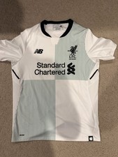 Liverpool Soccer Jersey Youth XL 2017/2018 Away New Balance, White and Green