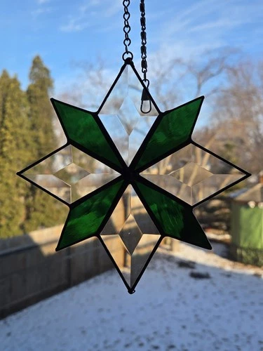 Vintage Dichroic Glass Star Suncatcher handcrafted using the Tiffany method