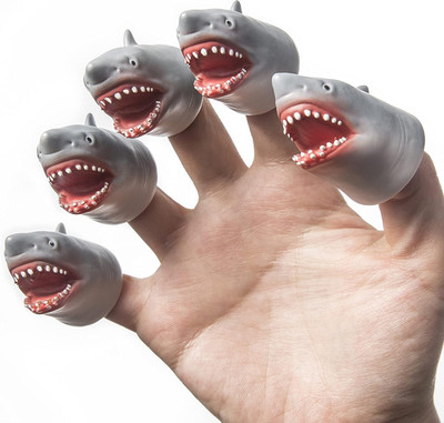 Shark Finger Puppet Set, Ocean Animal Puppet Show Theater Props, Novelty Toys We