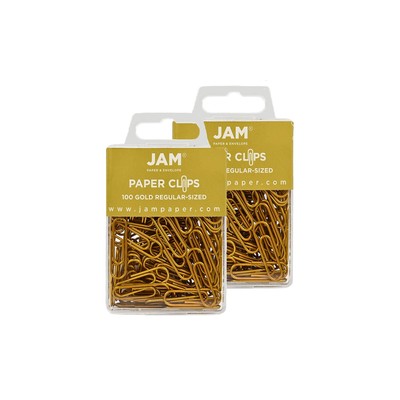 JAM Paper Colored Standard Paper Clips Small 1 Inch Gold Paperclips 21832058A