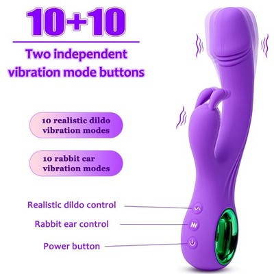 Rabbit Vibrator Licking Dildo G-Spot Stimulate Massager Wand Sex Toys for  Women